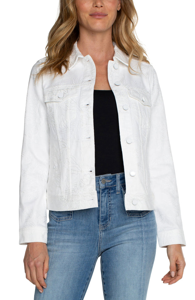Classic Jean Jacket with Embroidery White