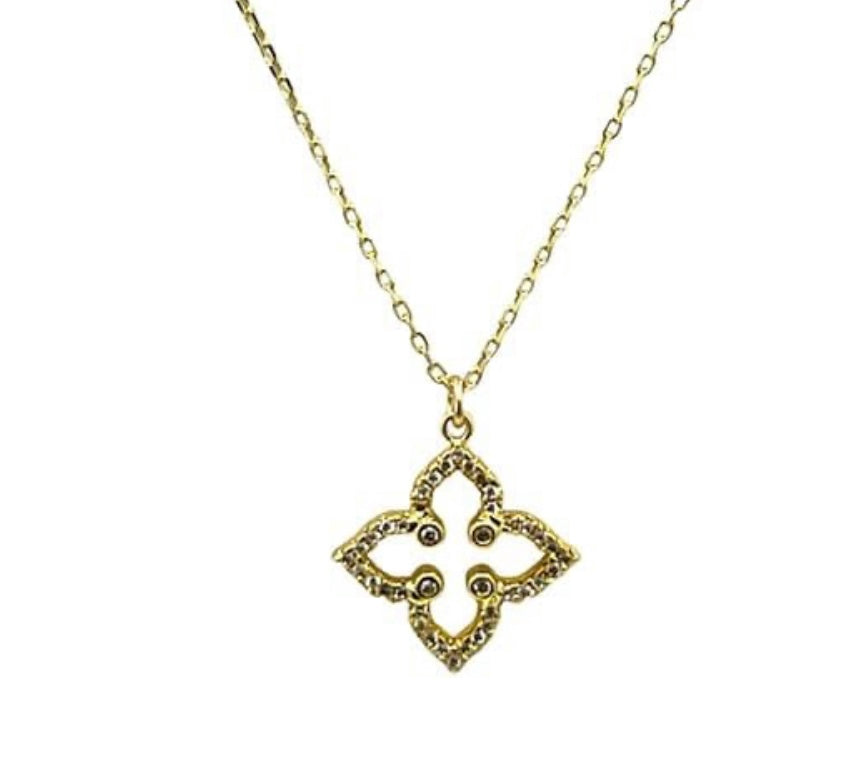 Open Clover with CZ Necklace