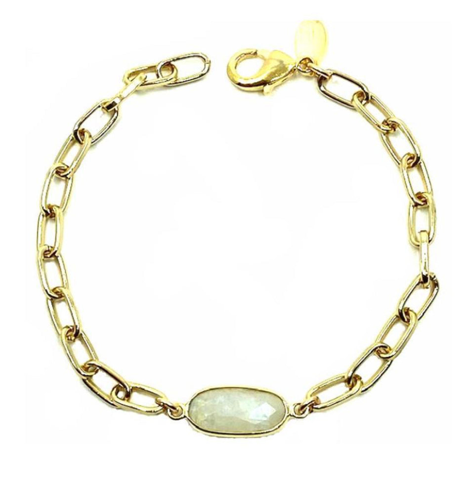 Gold Link Bracelet with Stone - Accent's Novato