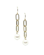 Link Chain Earring with 8m Fresh Water Pearls - Accent's Novato