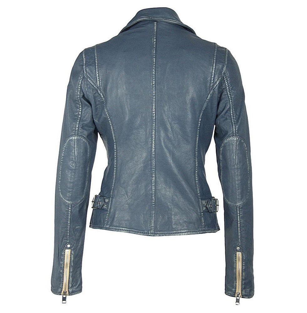 Sofia Leather Jacket Denim Blue