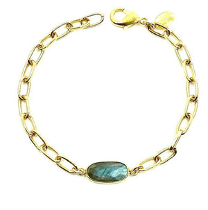 Gold Link Bracelet with Stone - Accent's Novato