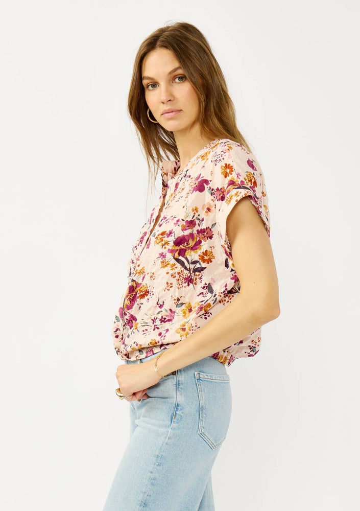 Twist Front Dolman Sleeve Button Down Top
