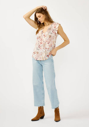 Crinkle Floral Tie Top