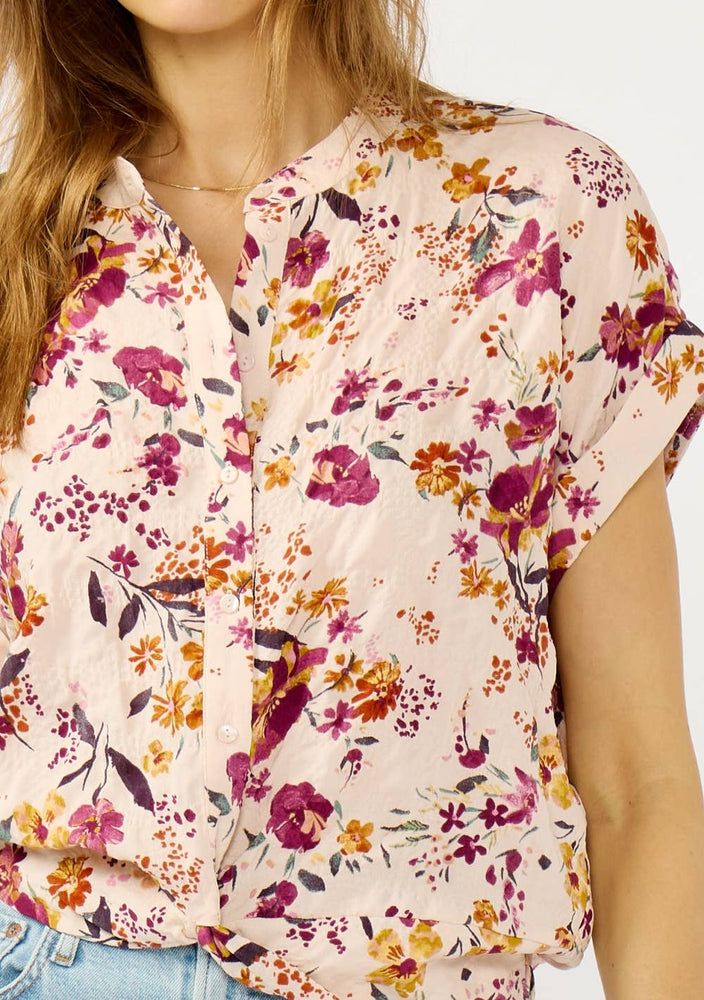 Twist Front Dolman Sleeve Button Down Top