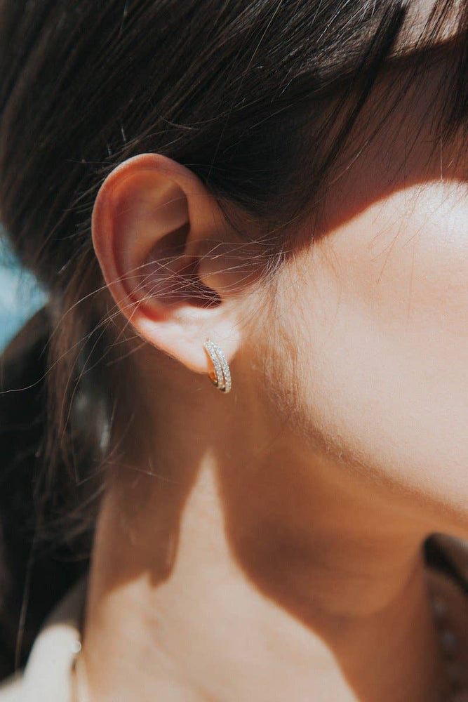 Double Cz Huggies 14k Gold vermeil