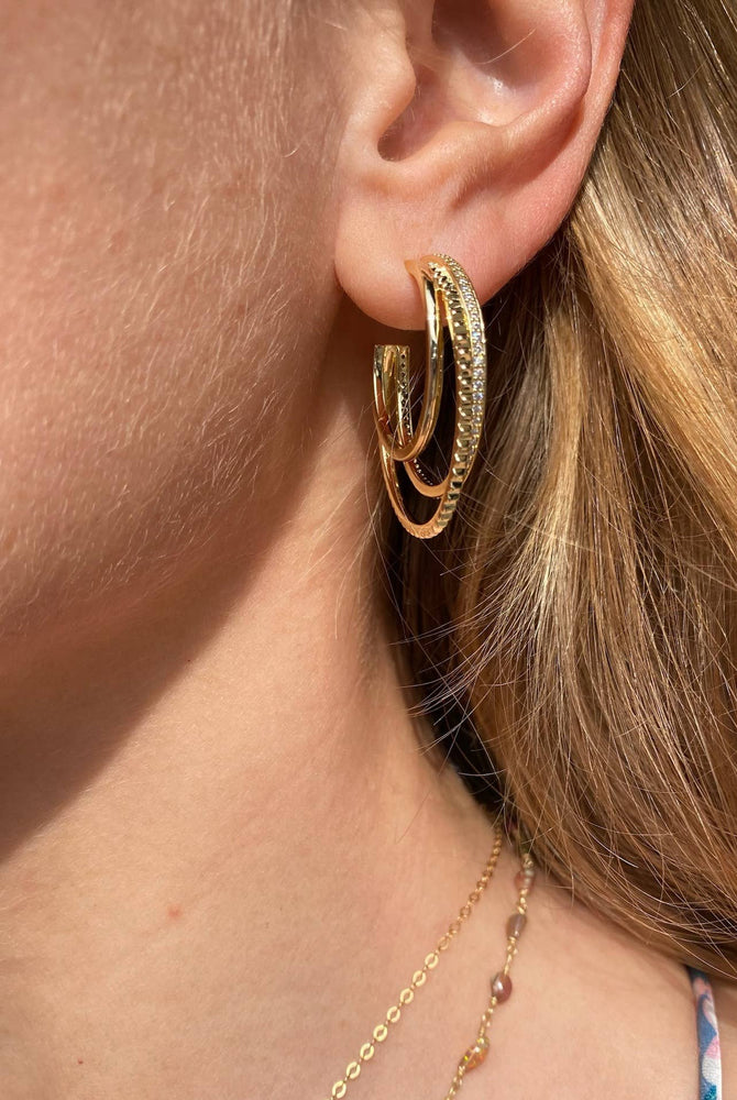 Triple Hoops 14K Gold Vermeil