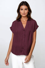 Short Sleeve Button Down Blouse