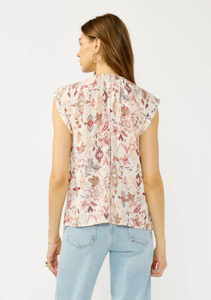 Crinkle Floral Tie Top