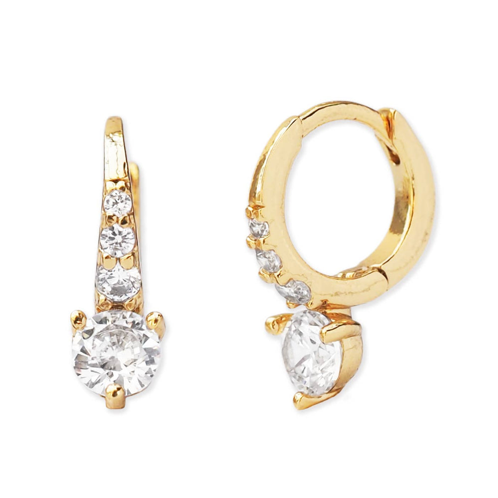 Tiny CZ Huggie With Mini Round CZ