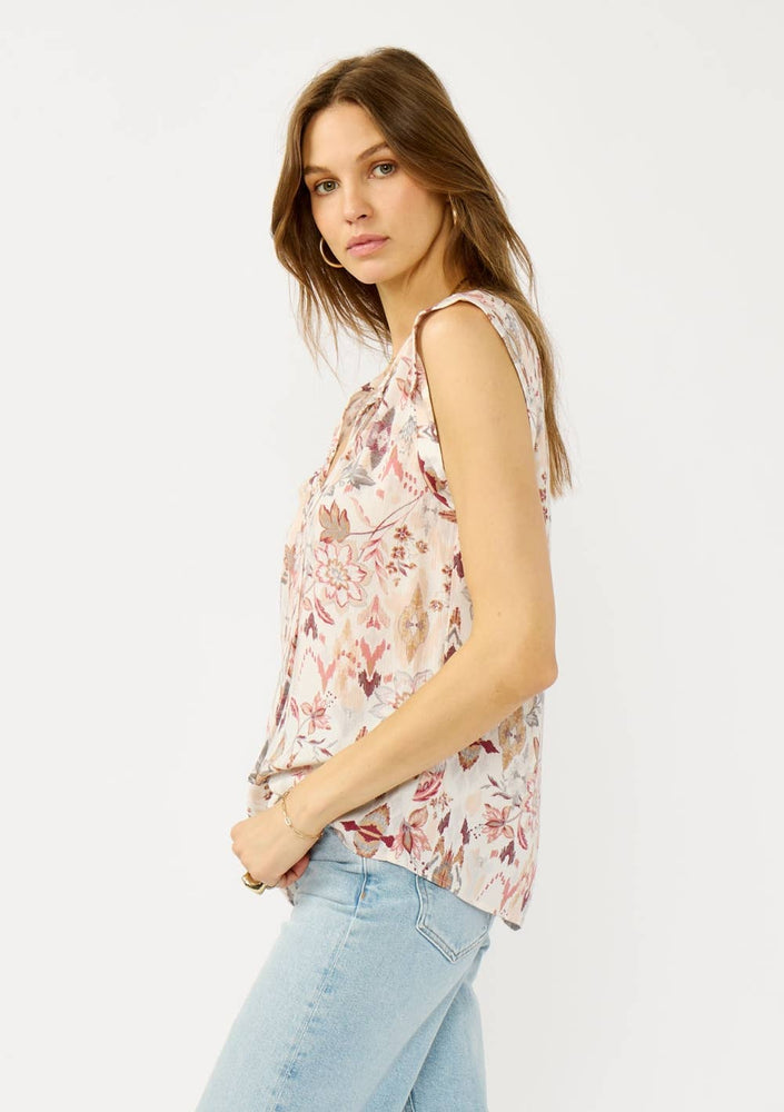 Crinkle Floral Tie Top