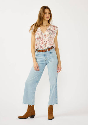Crinkle Floral Tie Top