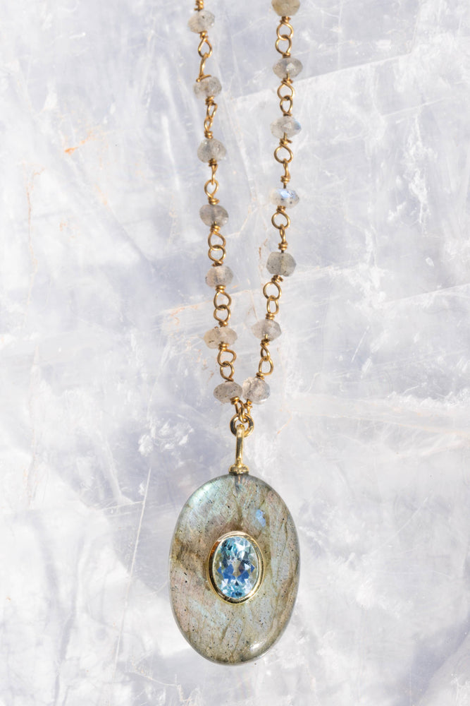 Amulet Necklace - Labradorite gold filled chain
