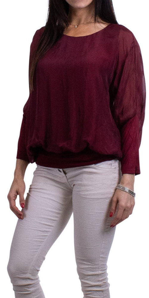 Sheer Silk Batwing Blouse