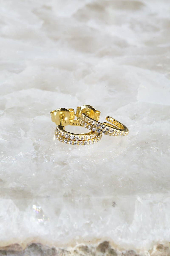Double Cz Huggies 14k Gold vermeil