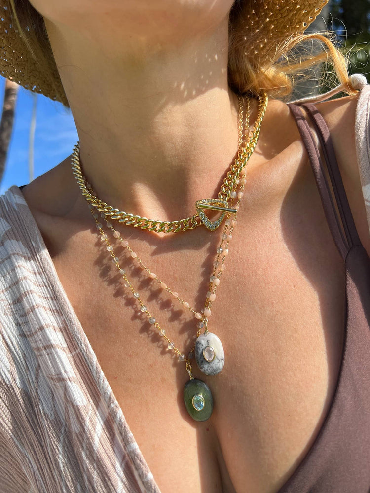 Amulet Necklace - Labradorite gold filled chain