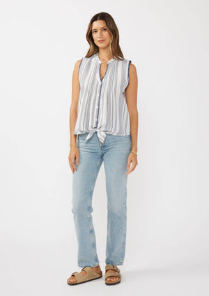 Yarn-Dyed Button-Down Tie Front Tank
