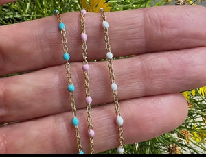 Gold fill chain with enamel stones