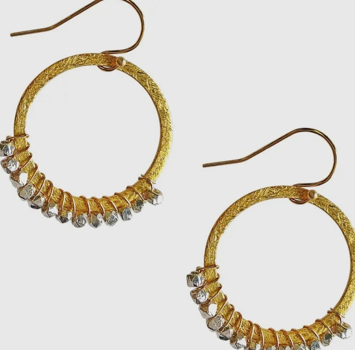 Stone Hoop Earrings