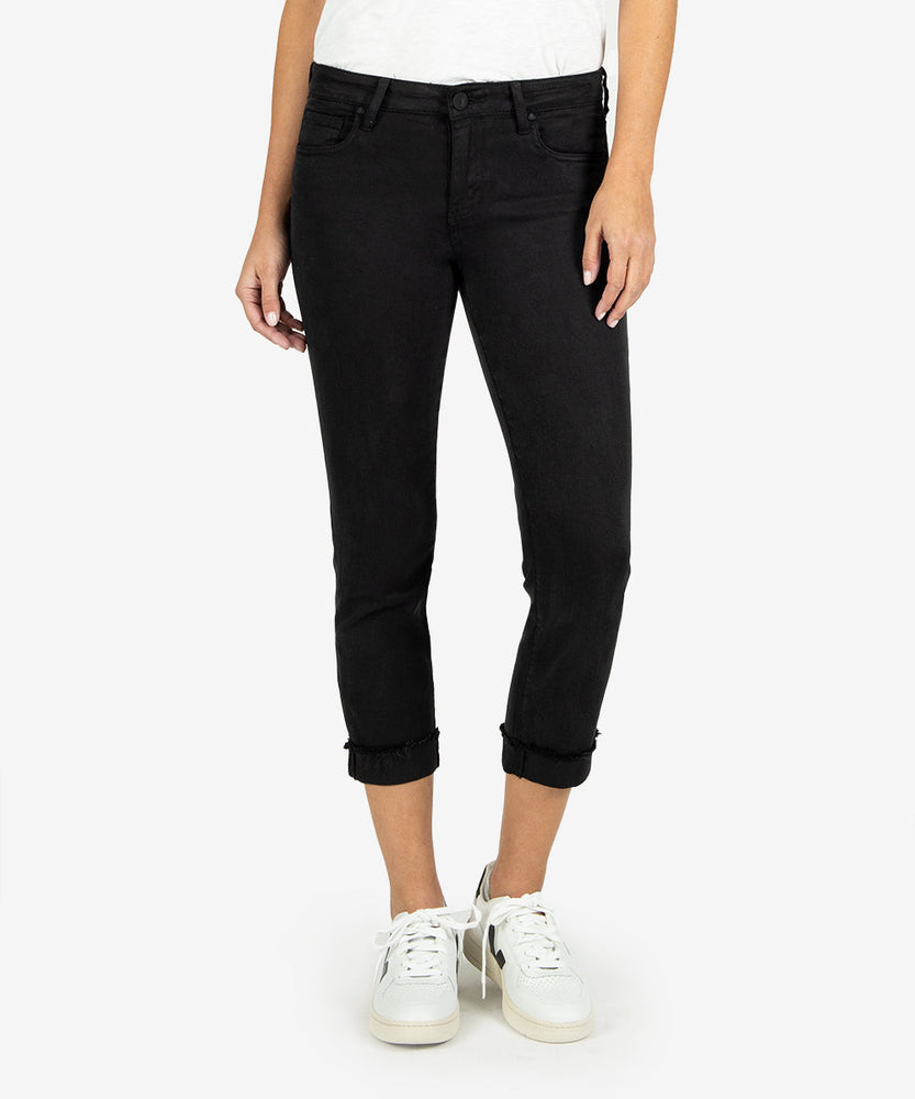 Amy Crop Straight Leg Roll up Black