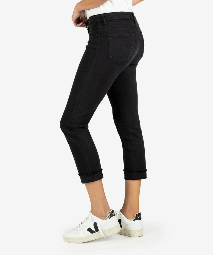 Amy Crop Straight Leg Roll up Black