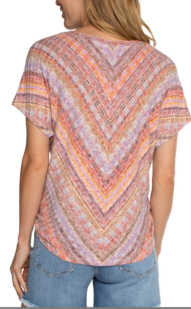 Print Dolman Tee with Twisted Detail