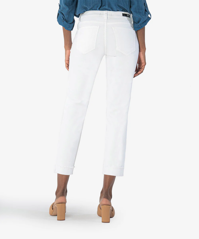 Amy Crop Straight Leg Roll up White