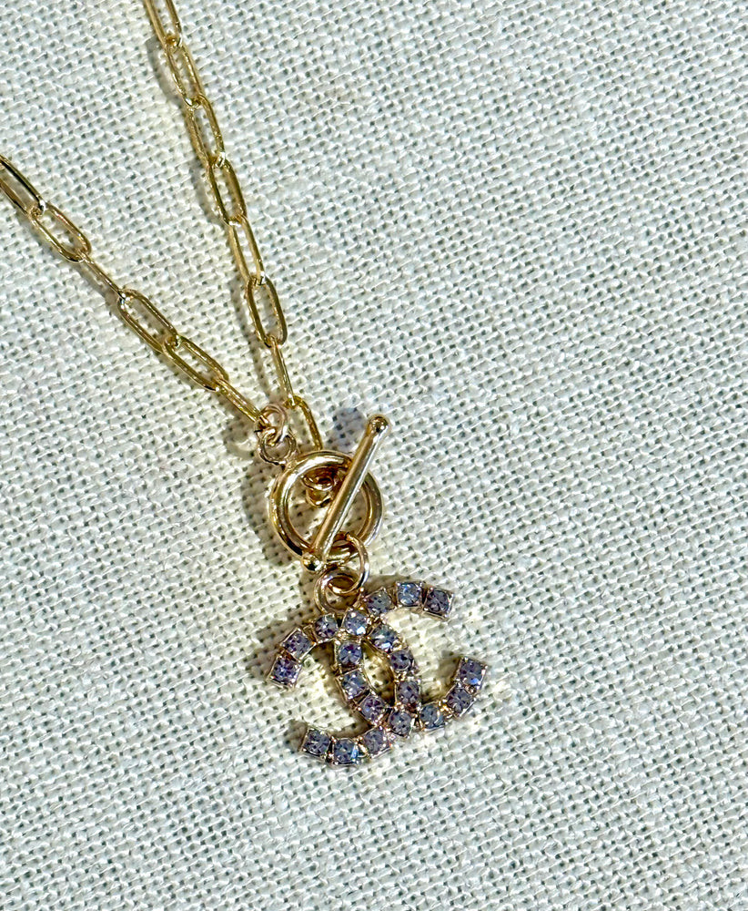 Small Gold Filled Link Necklace with Vintage Chanel Charms