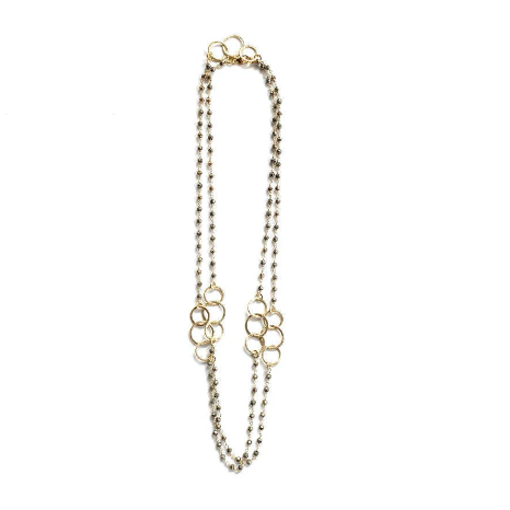 Hoops  and Pyrite Long Necklace