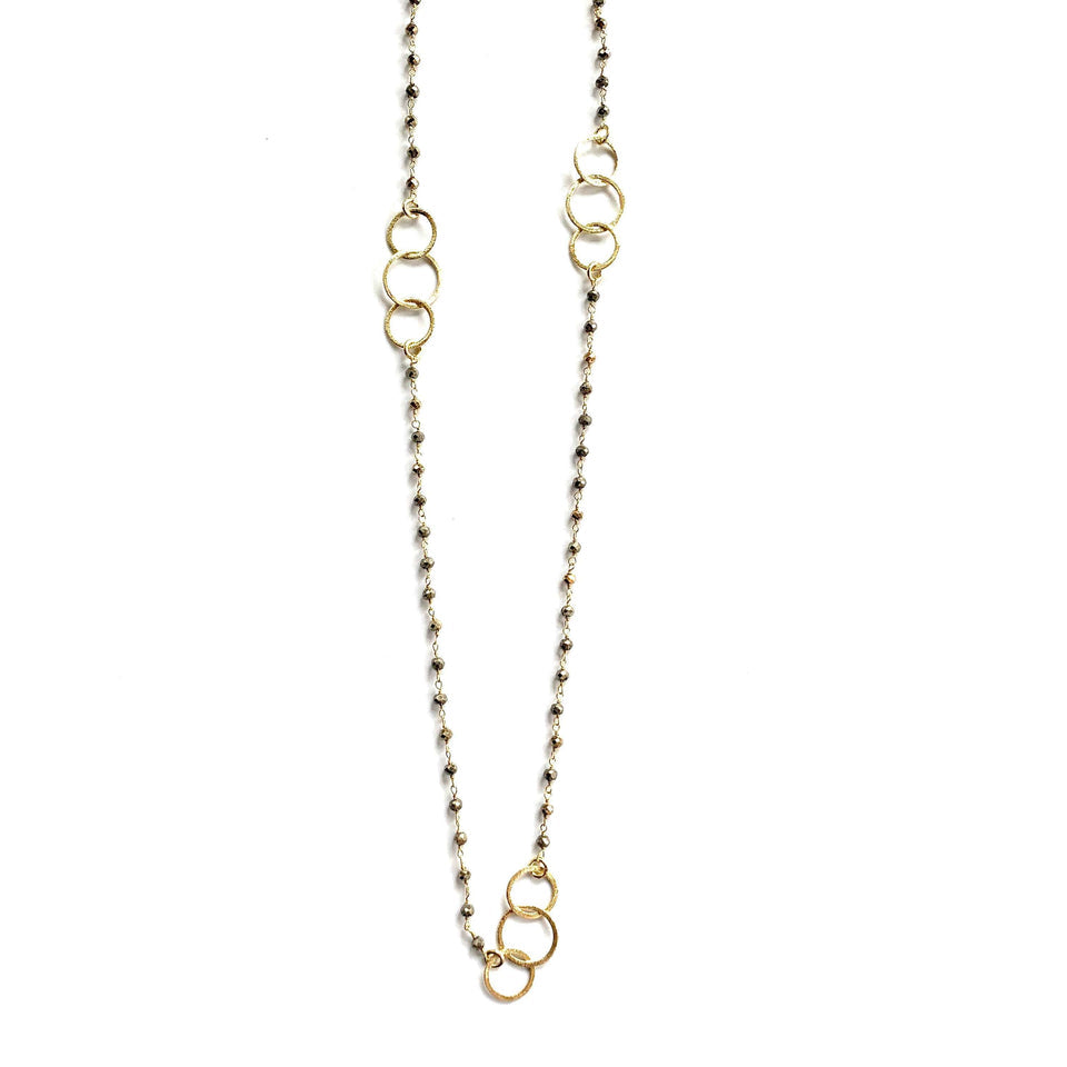 Hoops  and Pyrite Long Necklace