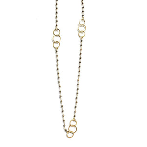 Hoops  and Pyrite Long Necklace