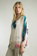 Watercolor Print Silk Top