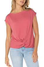 Short Sleeve Boat Neck Knit Top