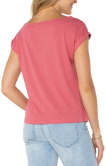Short Sleeve Boat Neck Knit Top