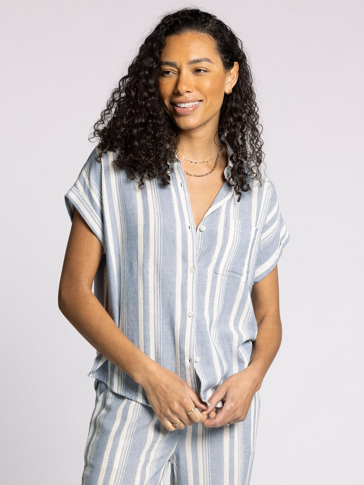 Shirt Sleeve Striped Top