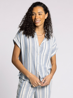 Shirt Sleeve Striped Top