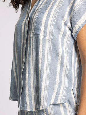 Shirt Sleeve Striped Top