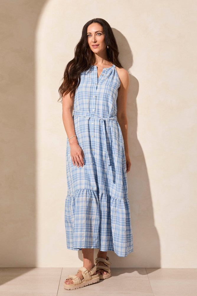 Button down Tiered Halter Dress