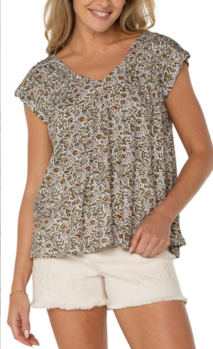 Short Sleeve Tie Back Print Top