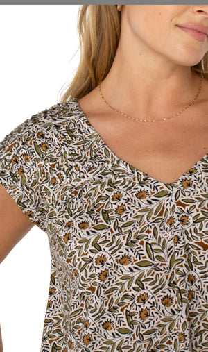 Short Sleeve Tie Back Print Top