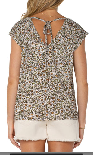 Short Sleeve Tie Back Print Top