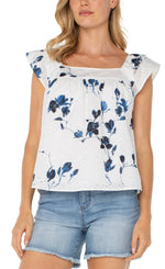 Square Neck Print Top