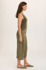 Linen Wide Leg Cargo Jumpsuit