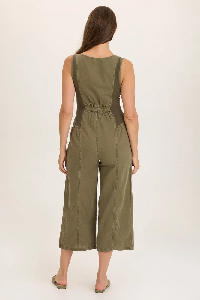Linen Wide Leg Cargo Jumpsuit