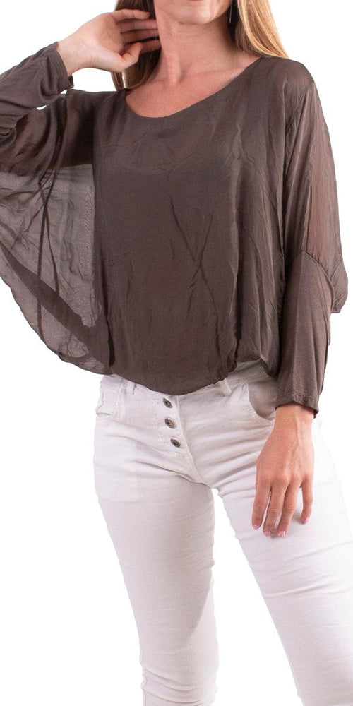 Sheer Silk Batwing Blouse