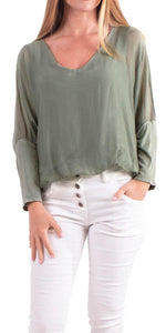 Sheer Silk Batwing Blouse