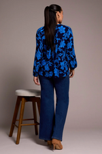 Print Jacquard  Pintuck Front Blouse