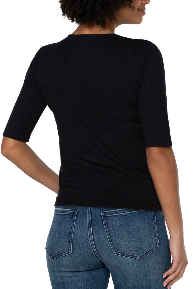 V neck Rib Knit Top