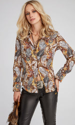 Havana Print Button Down Shirt  Mocha