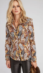 Havana Print Button Down Shirt  Mocha